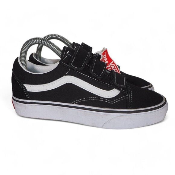 Vans Old Skool V Hook & Loop "Prison Style" Black / White Women's 6.5 - Picture 4 of 11